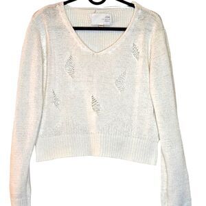 J.O.A. Los Angeles White Crochet Fairy Coquette Style Sweater Vintage Look Small